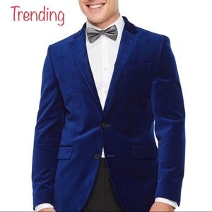 JF J.FERRAR VELVET MENS STRETCH SLIM BLAZER